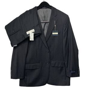 Joseph & Feiss Wool Suit Mens 40R Unhemmed 35x37 Gray Pinstripe NWT $450 FLAWS